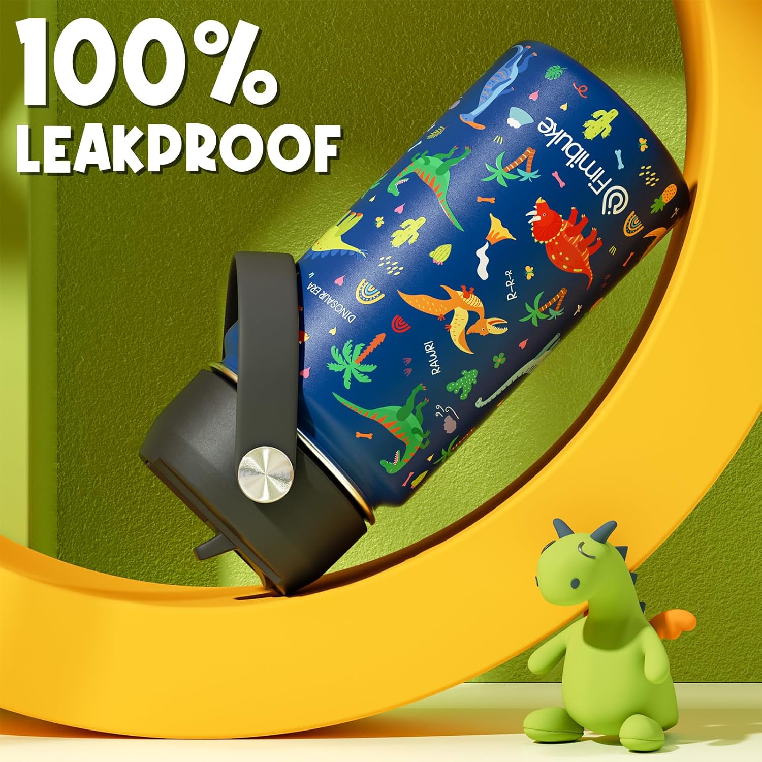 Thumbnail 3 de Fimibuke Kids Insulated Water Bottle (14oz) BPA-Free Double Wall Vacuum Tumbler, Leak-Proof Straw Lids (2-Pack)