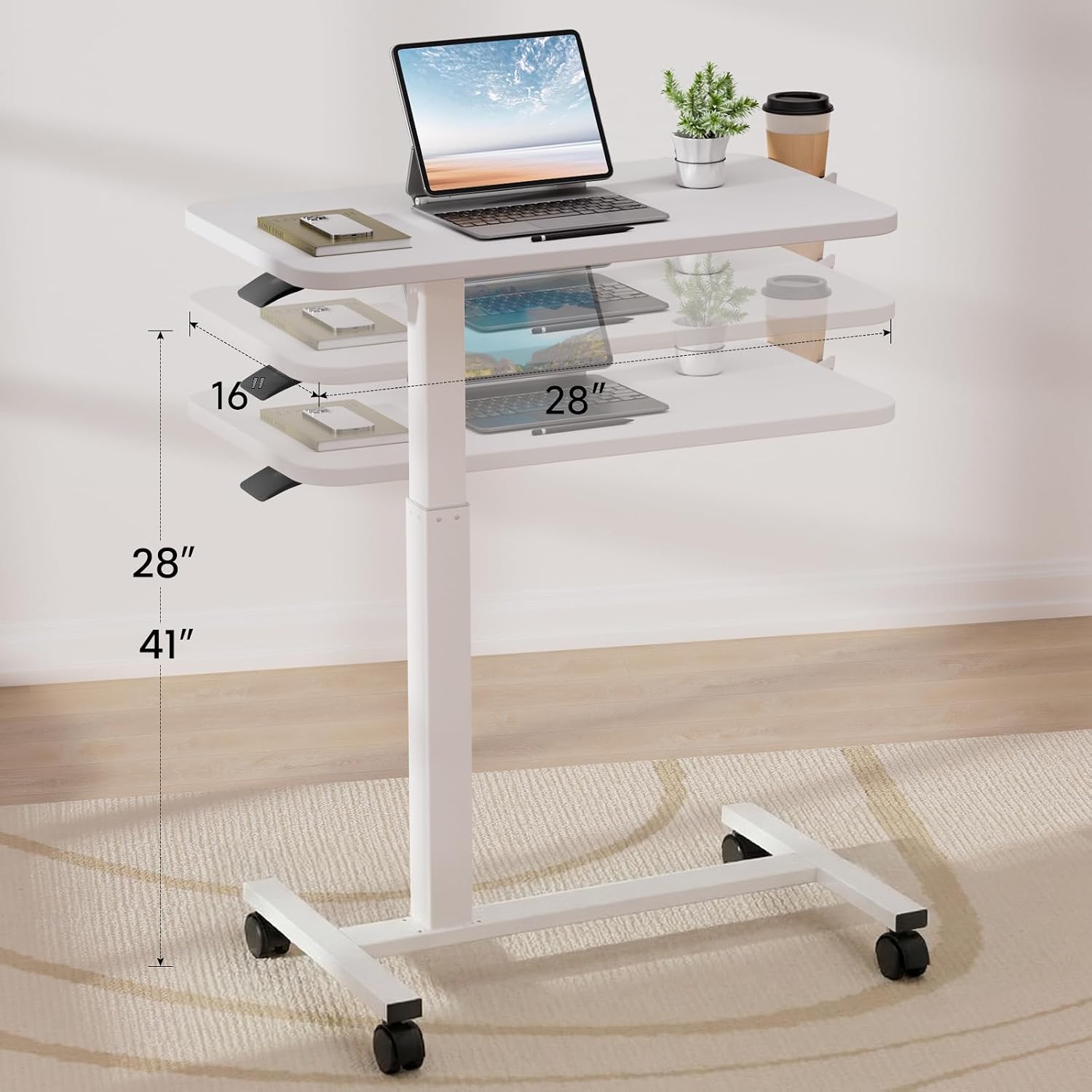 Detalle de GTPLAYER Rolling Standing Desk, 28" W x 16" D