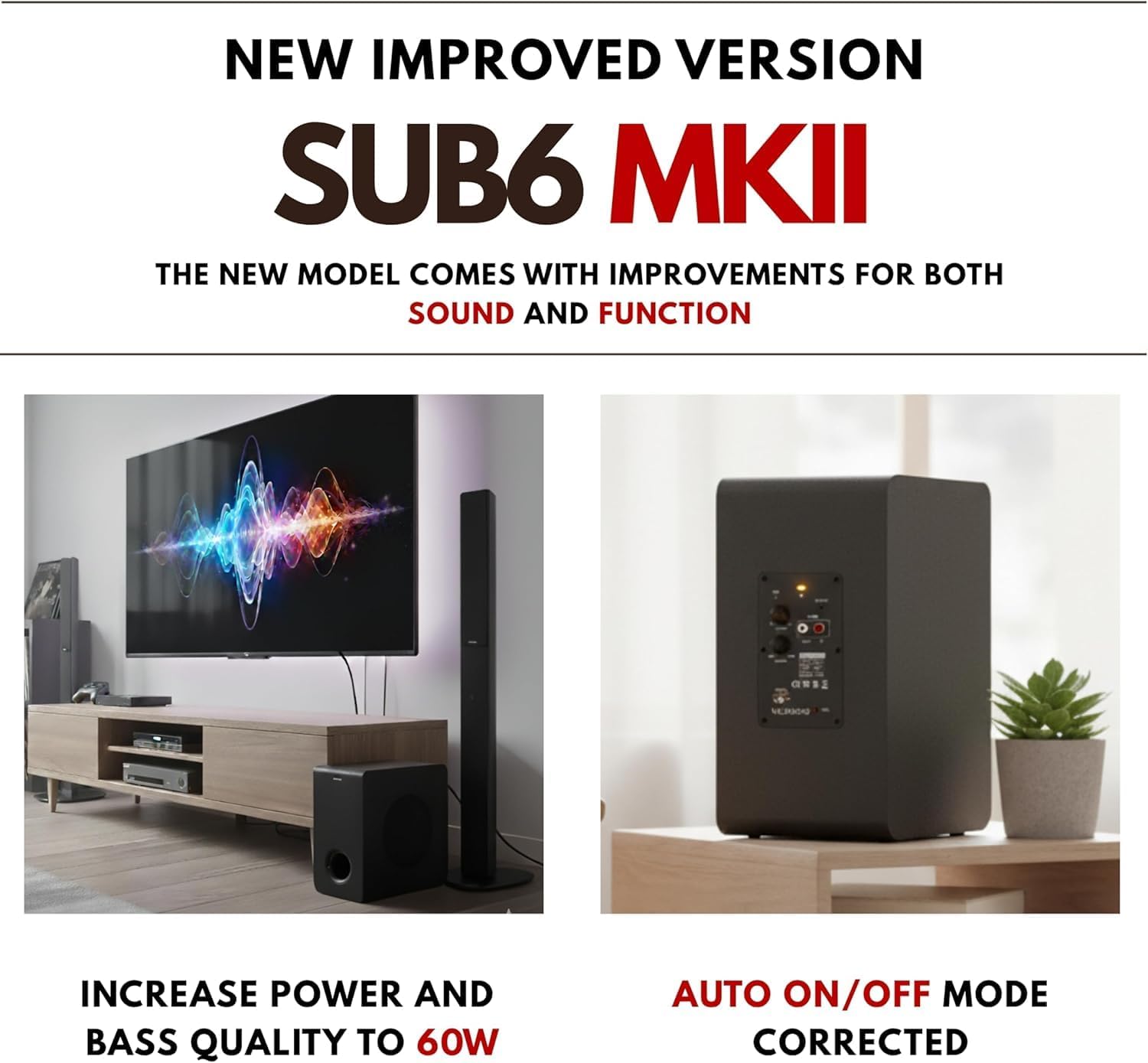 Thumbnail 2 de VULKKANO SUB6 MKII — caisson de basses actif compact 6 pouces pour cinéma maison, musique et jeux