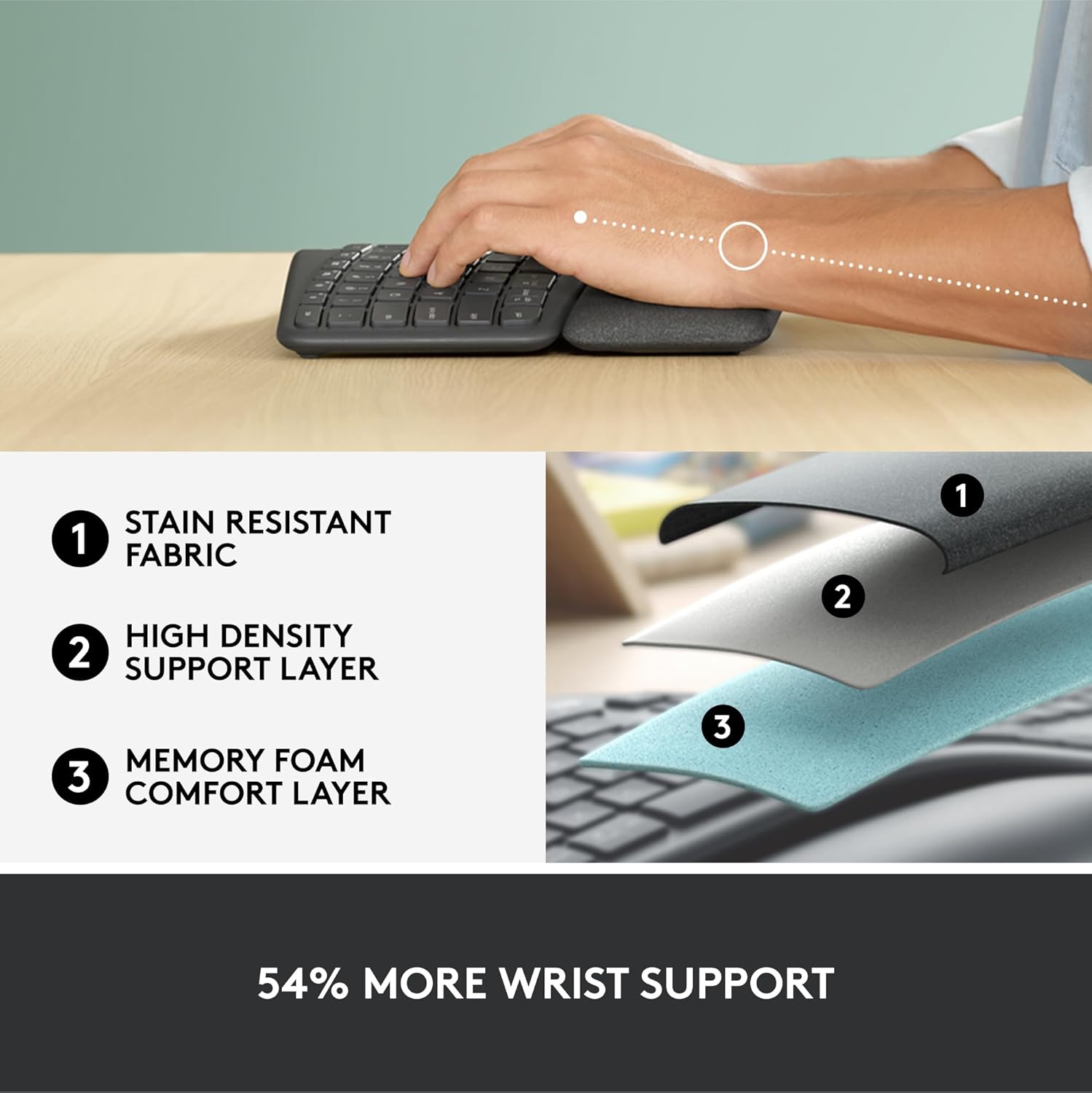 Thumbnail 3 de Logitech ERGO K860 Wireless Ergonomic Keyboard with split layout (UK QWERTY), Grey