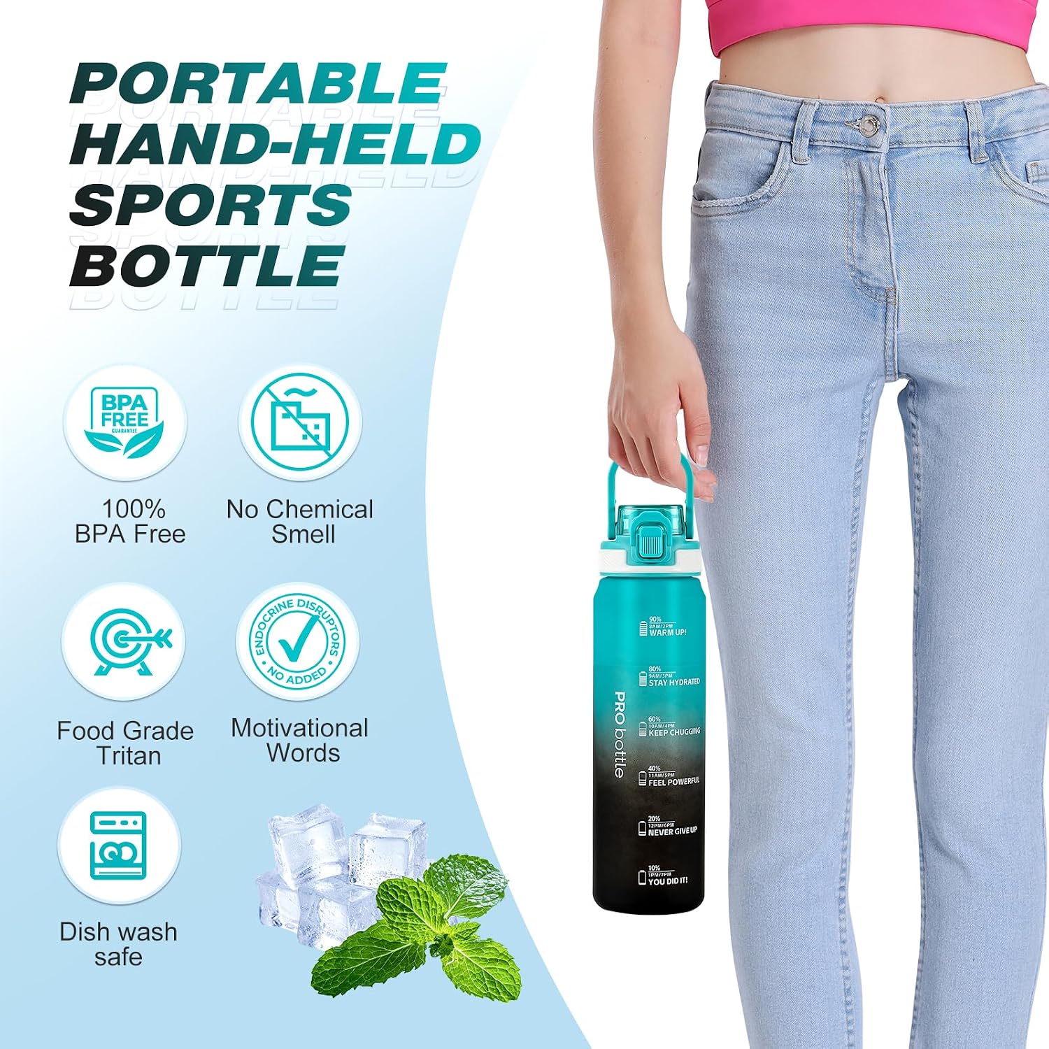 Detalle de SEASEVEN Sports 1L water bottle with straw