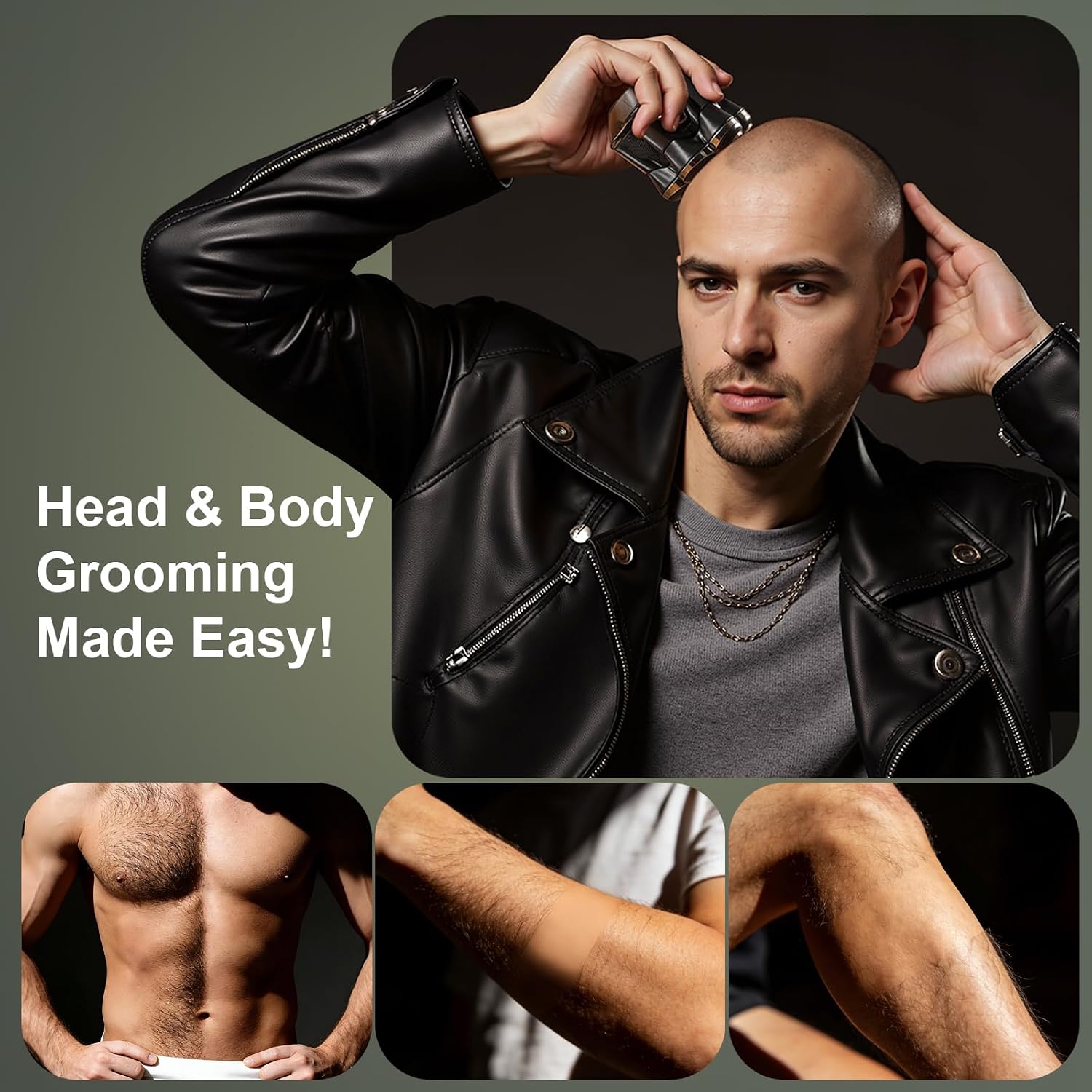 Detalle de 70% off Head Shavers for Bald Men: 7D Floating Electric Razor with Magnetic Removable Head, IPX7 Waterproof, LED Display, Type-C Fast Charging