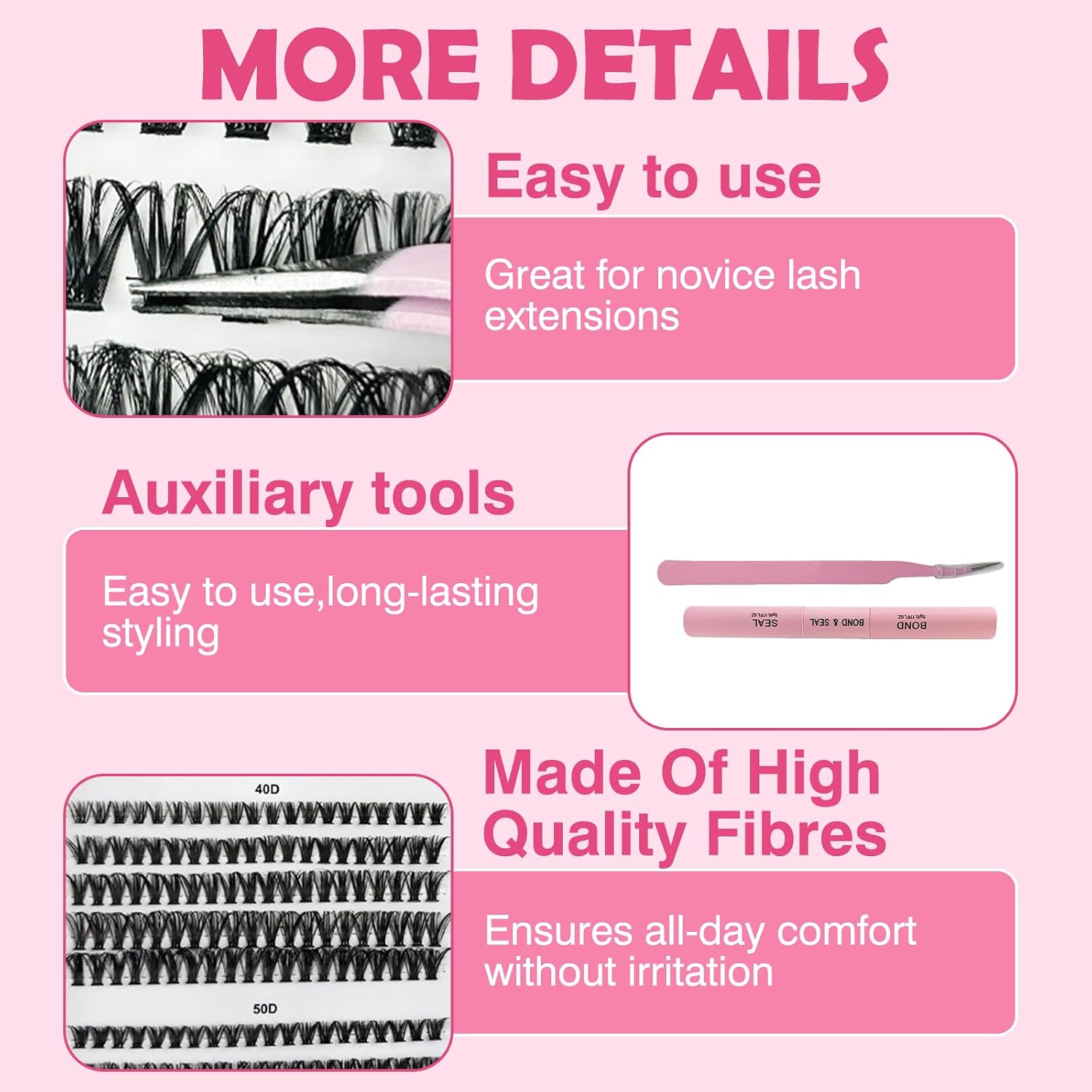 Detalle de VEGCOO Naturels Cluster Lashes 570 uds 8-16 mm