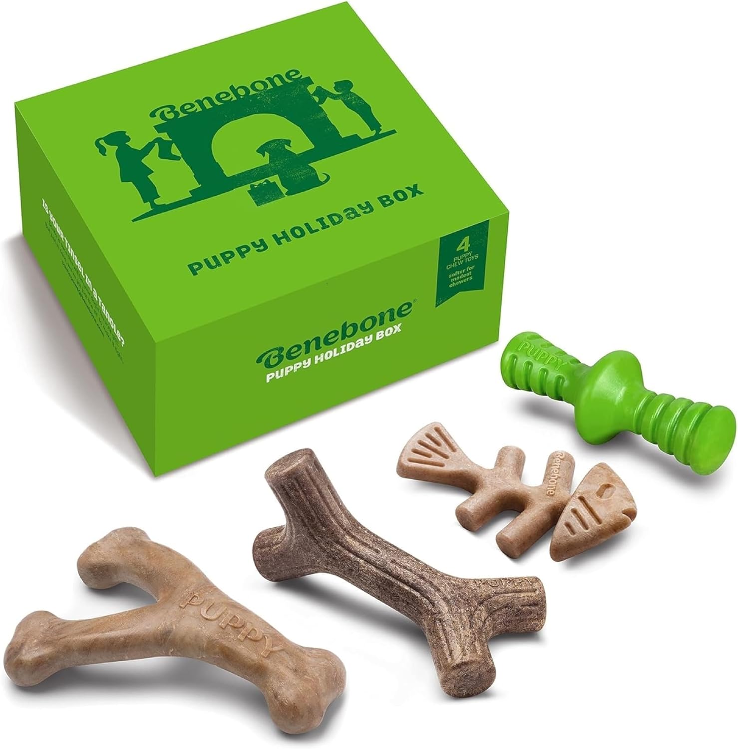 Benebone Boîte Cadeau Indestructible à mâcher pour Chiot – Lot de 4 jouets Benebone