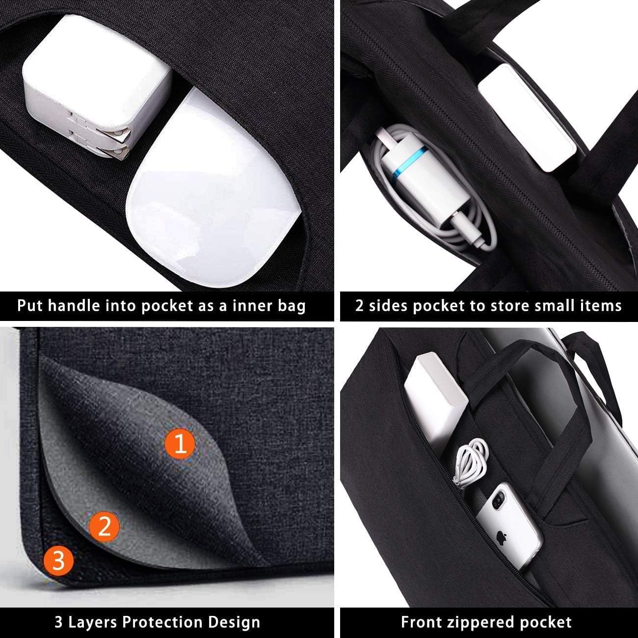 Thumbnail 6 de Voova 15.6 Inch Laptop Bag Case with Shoulder Strap and Handle – Waterproof, for MacBook Pro/Air and More