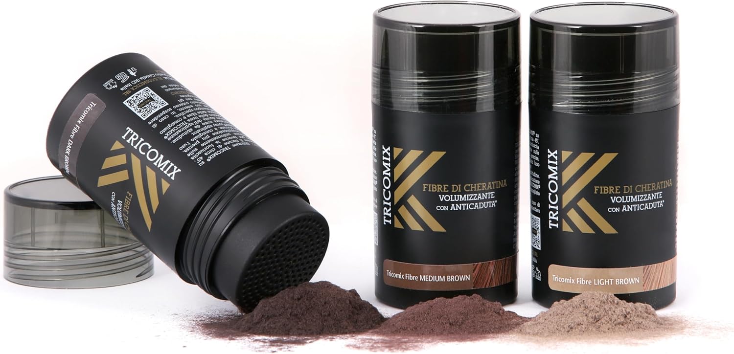 Detalle de Tricomix Fibre di Cheratina per Capelli 12g – Fibre ispessenti per diradati, Light Brown