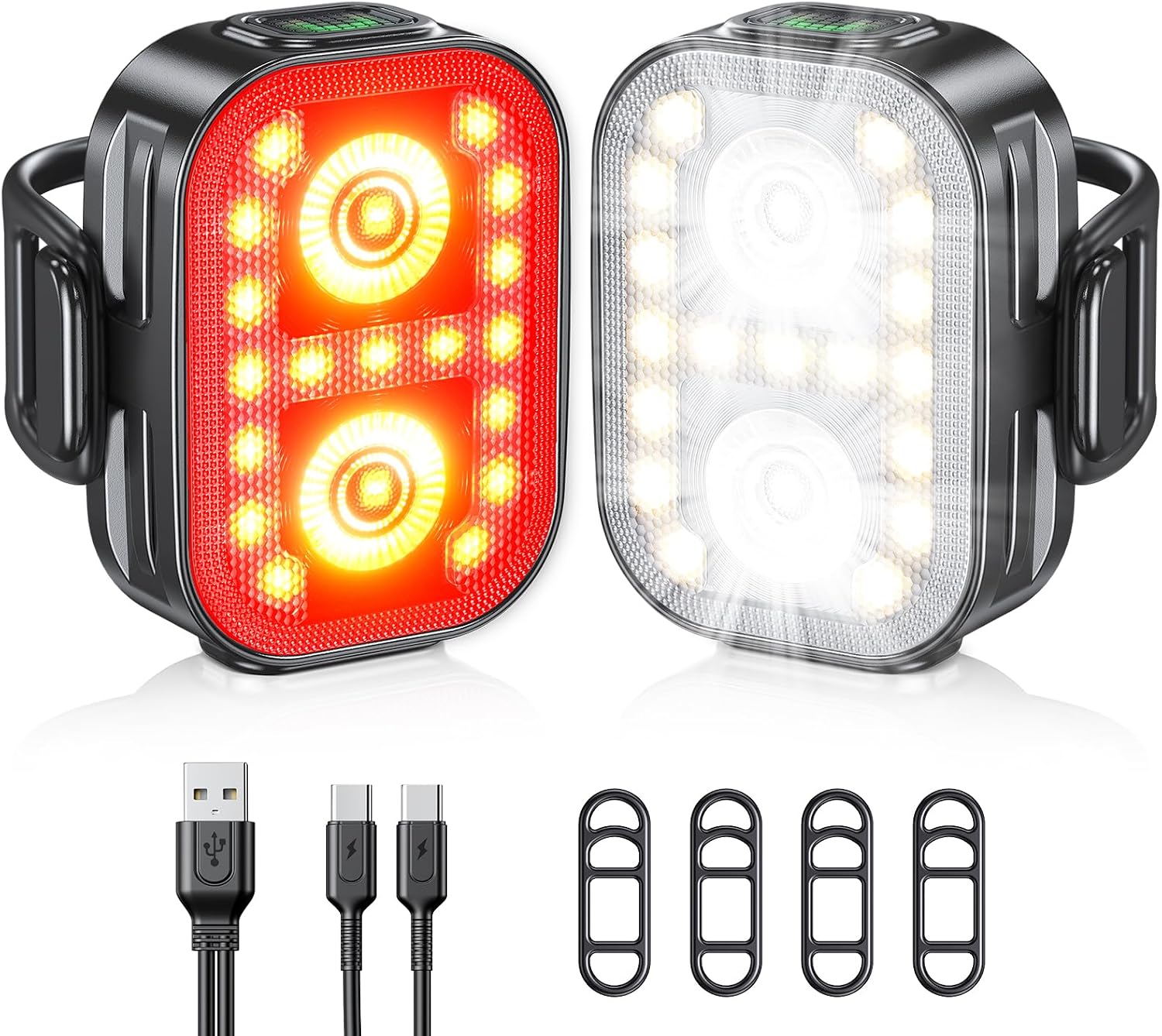 Rolgno Luci Bicicletta LED anteriore e posteriore 11 modalità