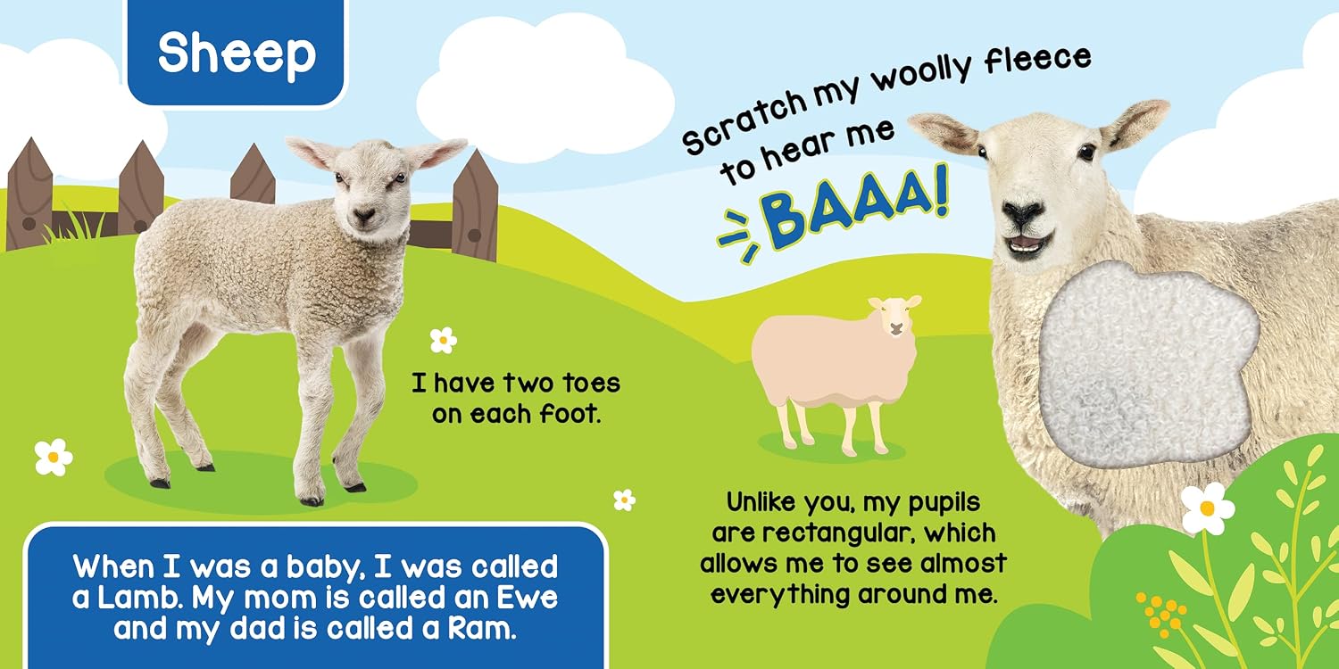 Detalle de Little Hippo Books Farm Animals Touch-and-Feel Sound Book for Babies and Toddlers