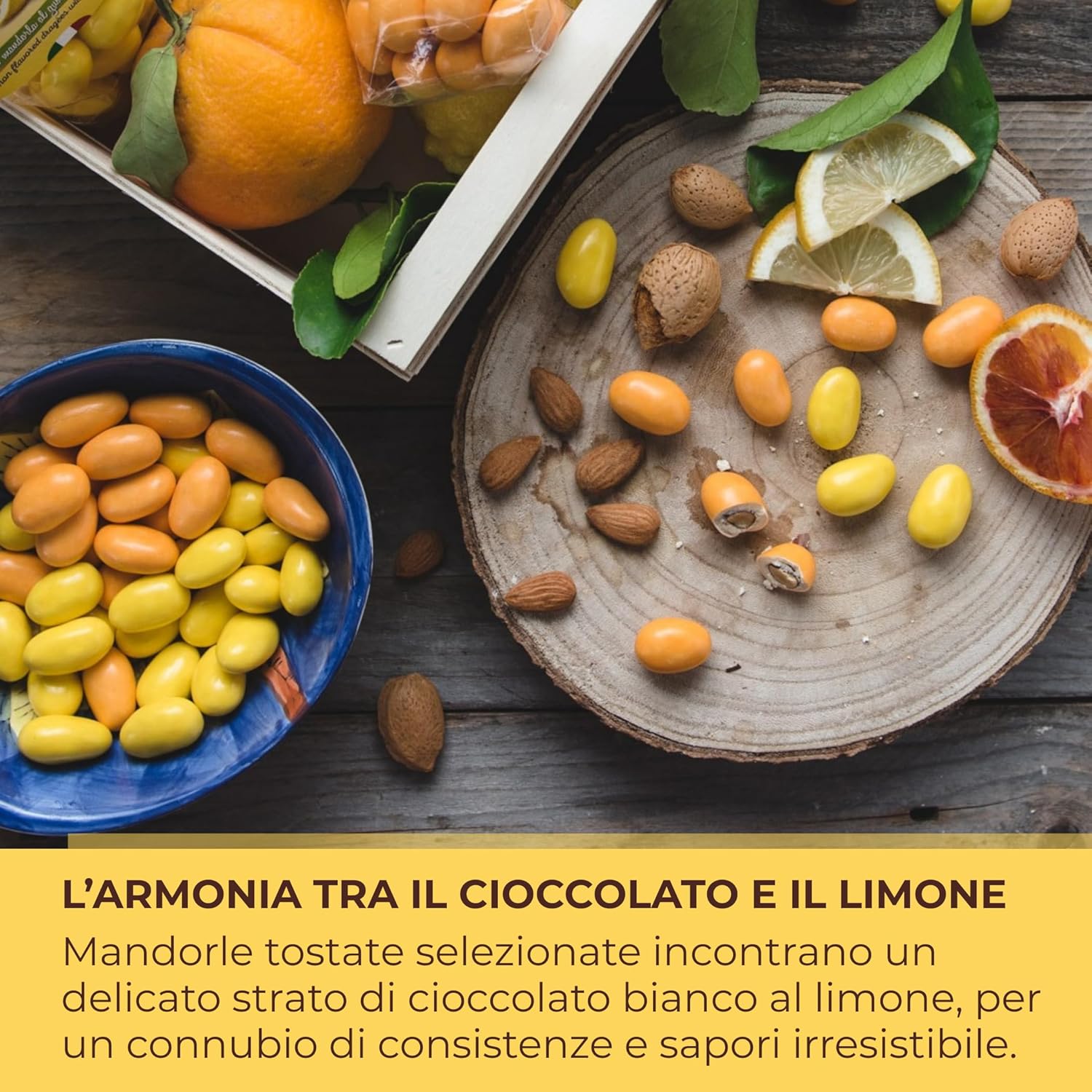 Detalle de Perle di Sole – Confetti Dragées Mandorla al Limone, 150 g: mandorle tostate ricoperte di cioccolato bianco al limone, senza glutine