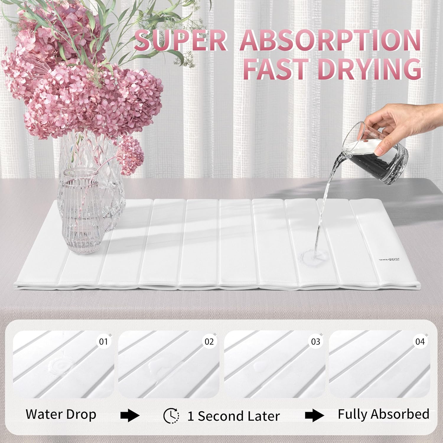 Detalle de IMGROSE Stone Drying Mat for Kitchen Counter – Large Foldable Diatomaceous Earth Stone Mat