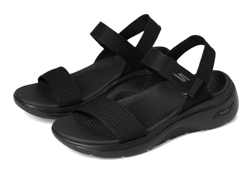 Detalle de Skechers GO WALK ARCH FIT 2.0 SANDAL para Mujer – Sandalia negra con soporte de arco