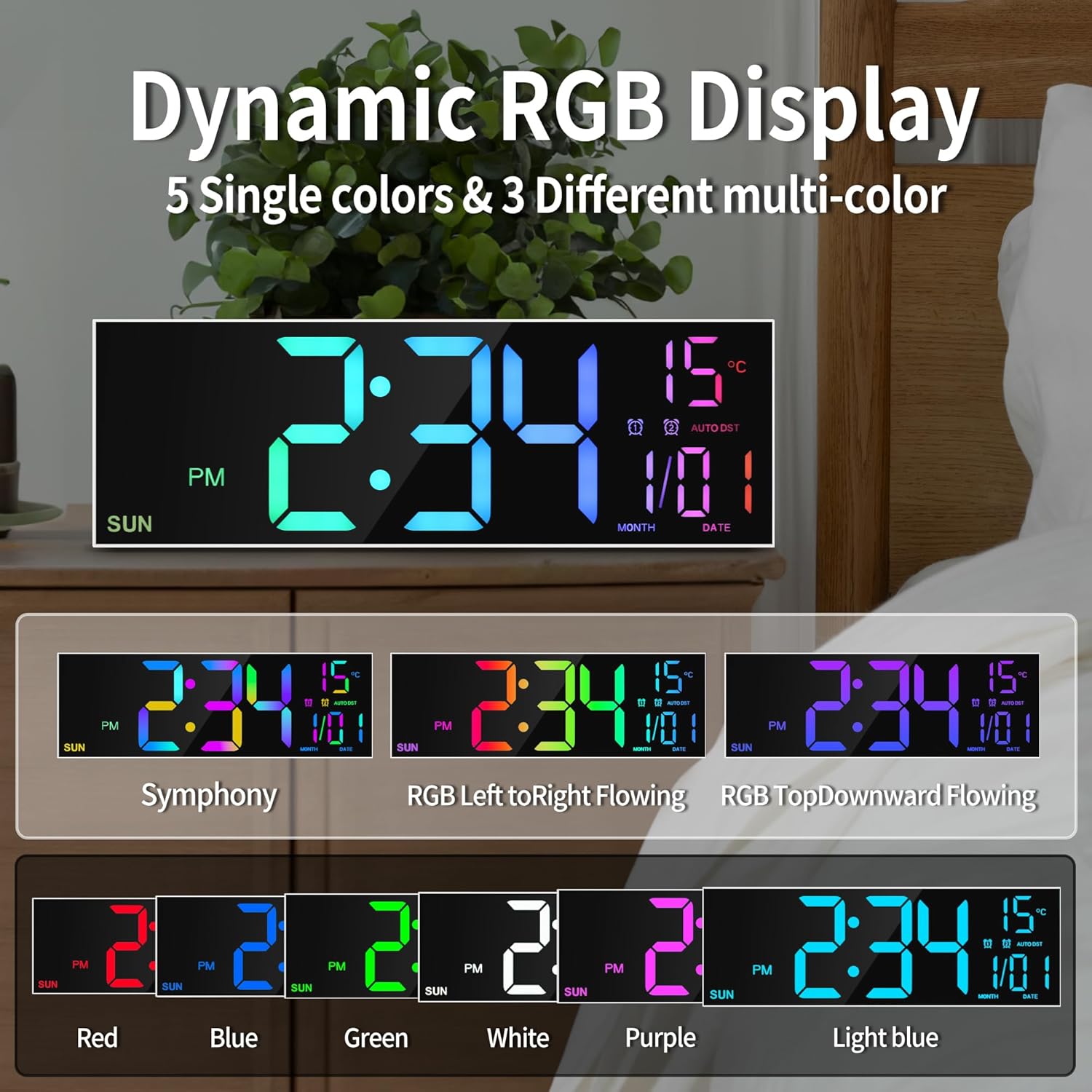 Detalle 2 de Maxstar 16.2 inch digital wall clock with RGB colours