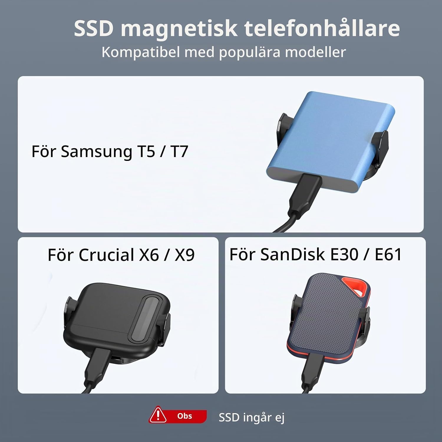 Detalle 2 de SMALLRIG 5157 SSD-hållare för mobil med MagSafe, 45–70 mm och kallskofäste