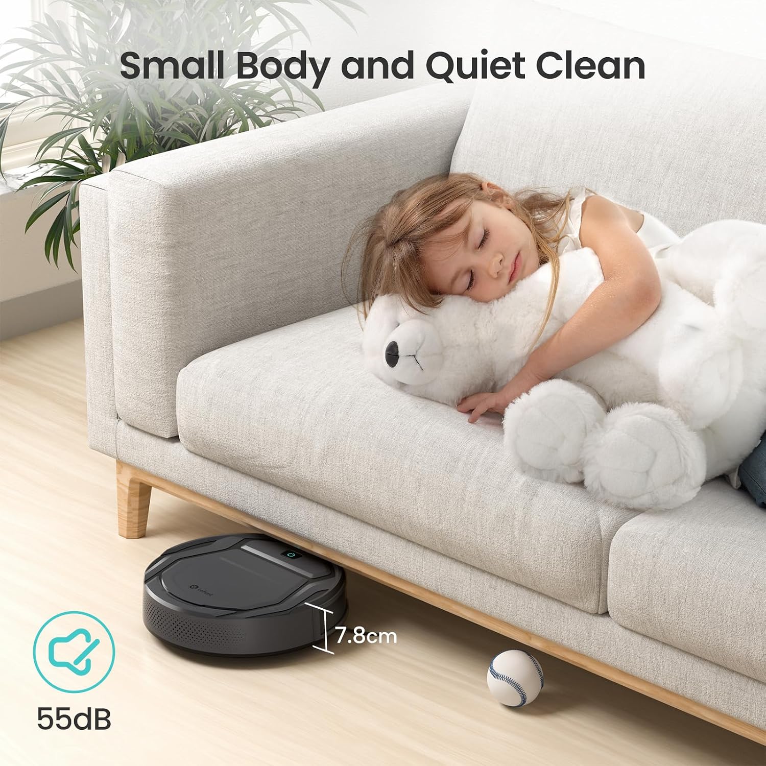 Detalle de Lefant M210P robot vacuum cleaner with Alexa voice control, slim 7.8cm design for pets