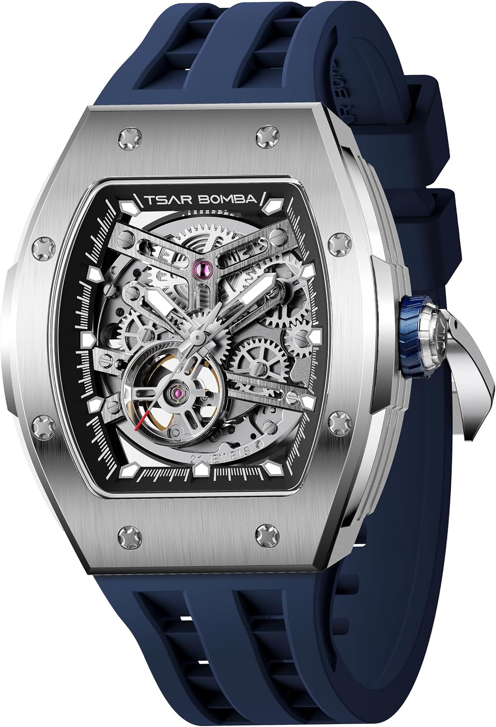 Detalle de TSAR BOMBA Montre automatique homme squelette tonneau étanche 50 m