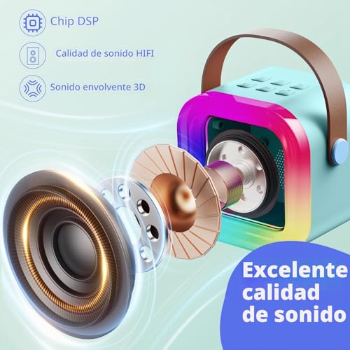 Detalle 2 de Fede Karaoke: 2 micrófonos infantiles con Bluetooth, luces LED y efectos de voz