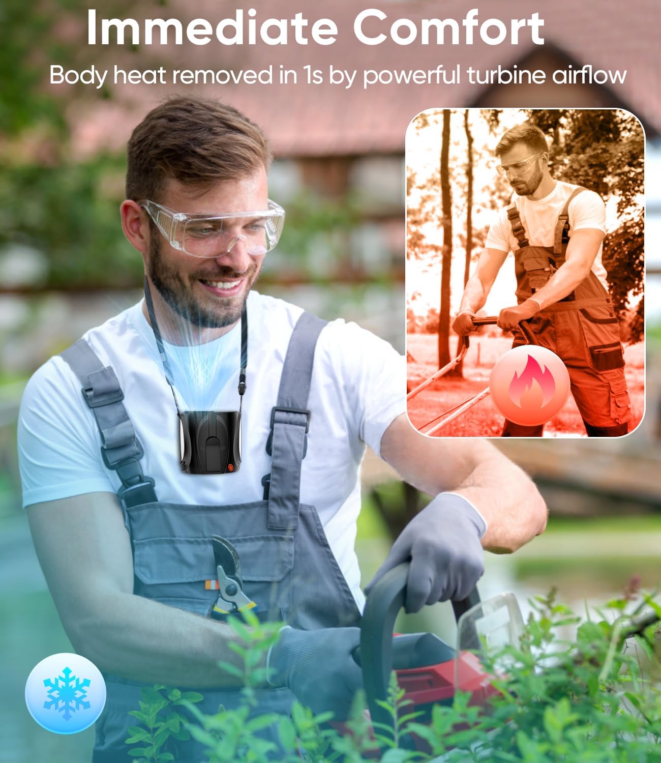 Detalle de Tedajo AI Portable Waist Fan: 4-in-1 Hands-Free Cooling with 16000RPM, 6 Speeds