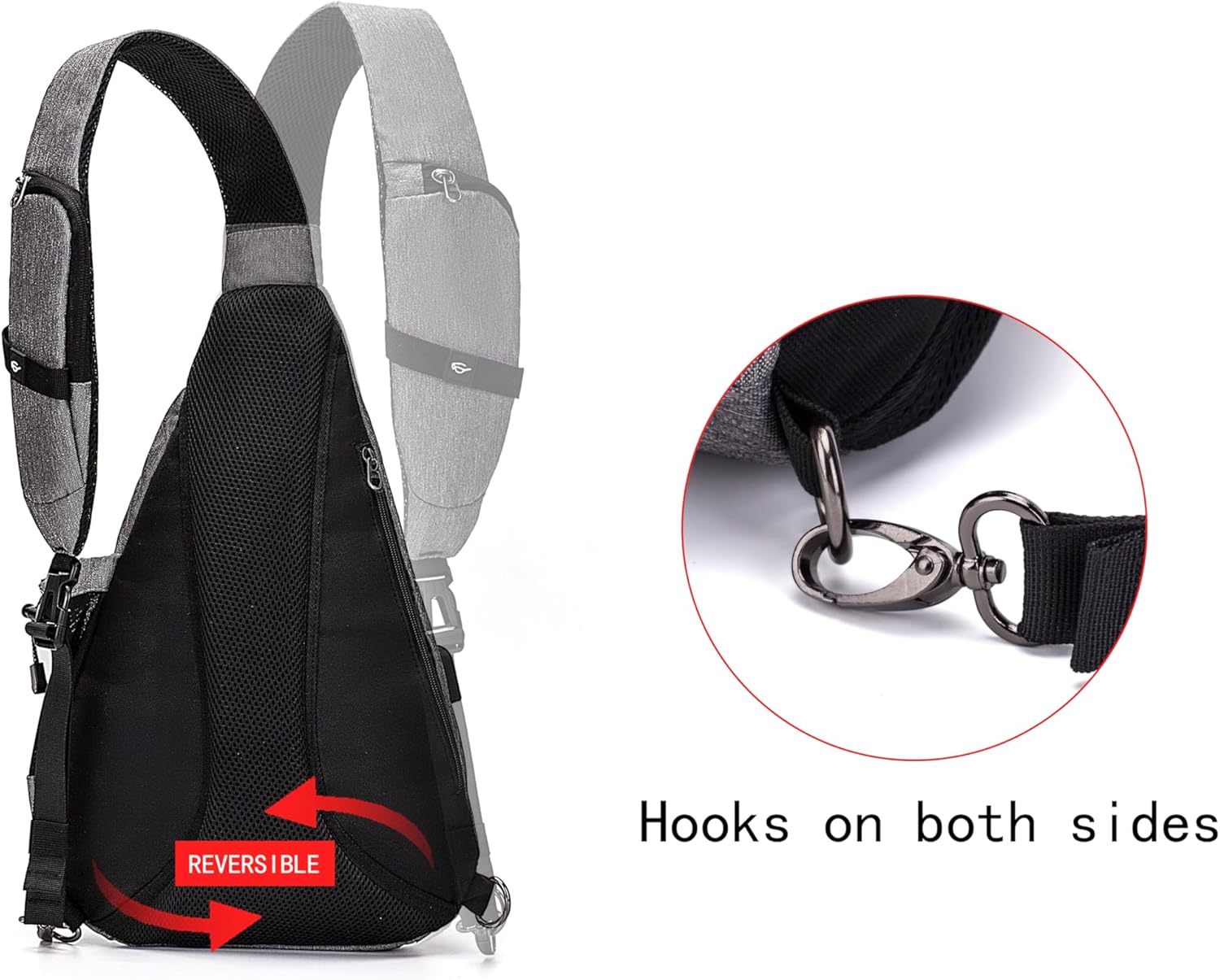 Detalle 2 de TurnWay Sling Bag: Waterproof Crossbody with USB Port for Travel and Everyday Use