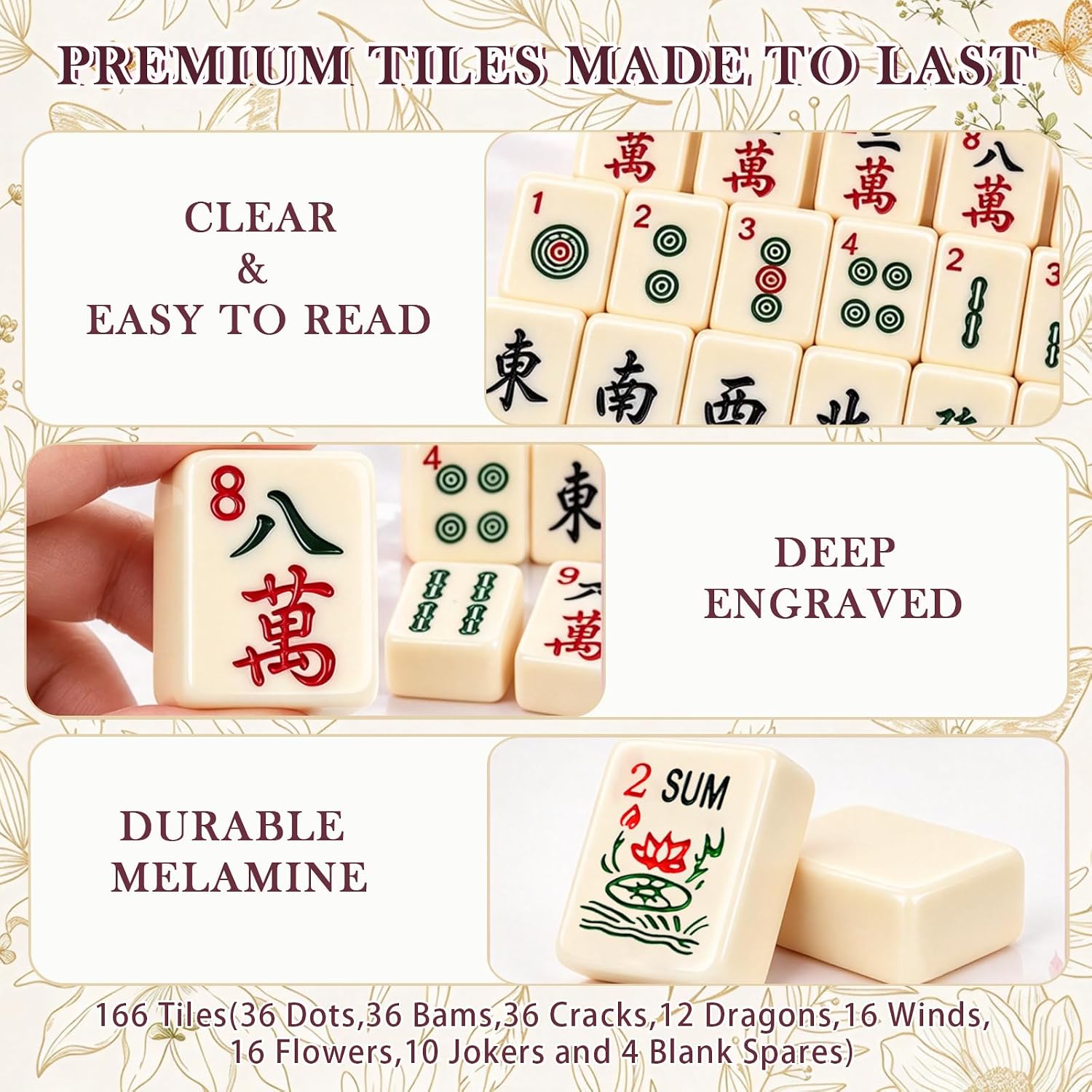 Detalle 2 de GUJYUYIF166 American Mahjong Set, 166 Tiles