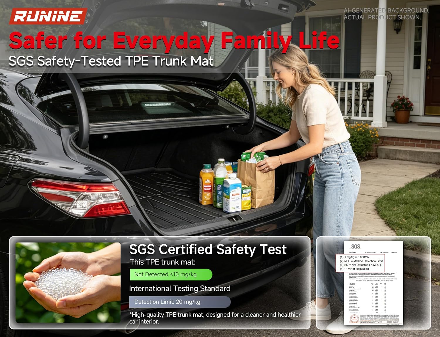 Thumbnail 4 de Runine Floor Mats for Toyota Camry (2018–2024) – All-Weather 5-Piece Set (Not for Hybrid or AWD)