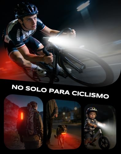 Detalle 2 de CIRYCASE 1200 Lúmenes: Luz delantera y trasera para bici con haz ancho y 3+5 modos