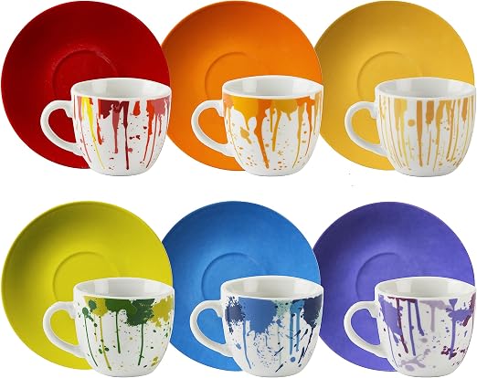 Detalle de Excelsa Dripping - Juego de 6 tazas de porcelana