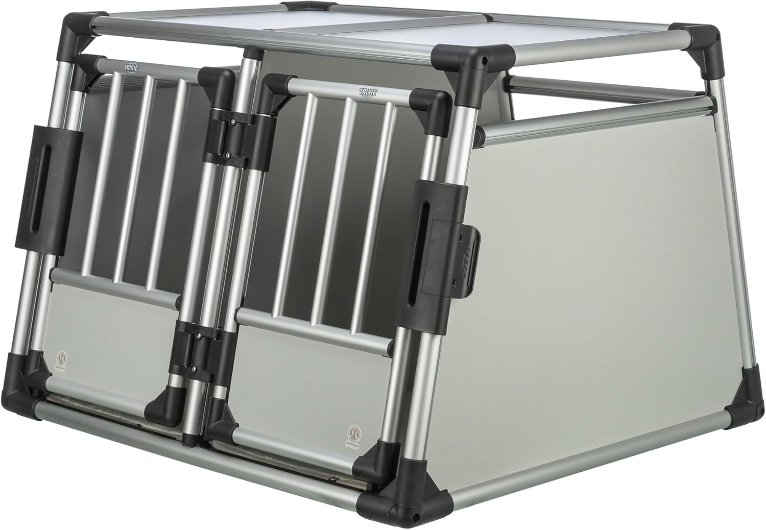 Detalle de TRIXIE caisse double transport Aluminium – caisse pour deux chiens jusqu’à 50 kg, 93 × 64 × 83 cm