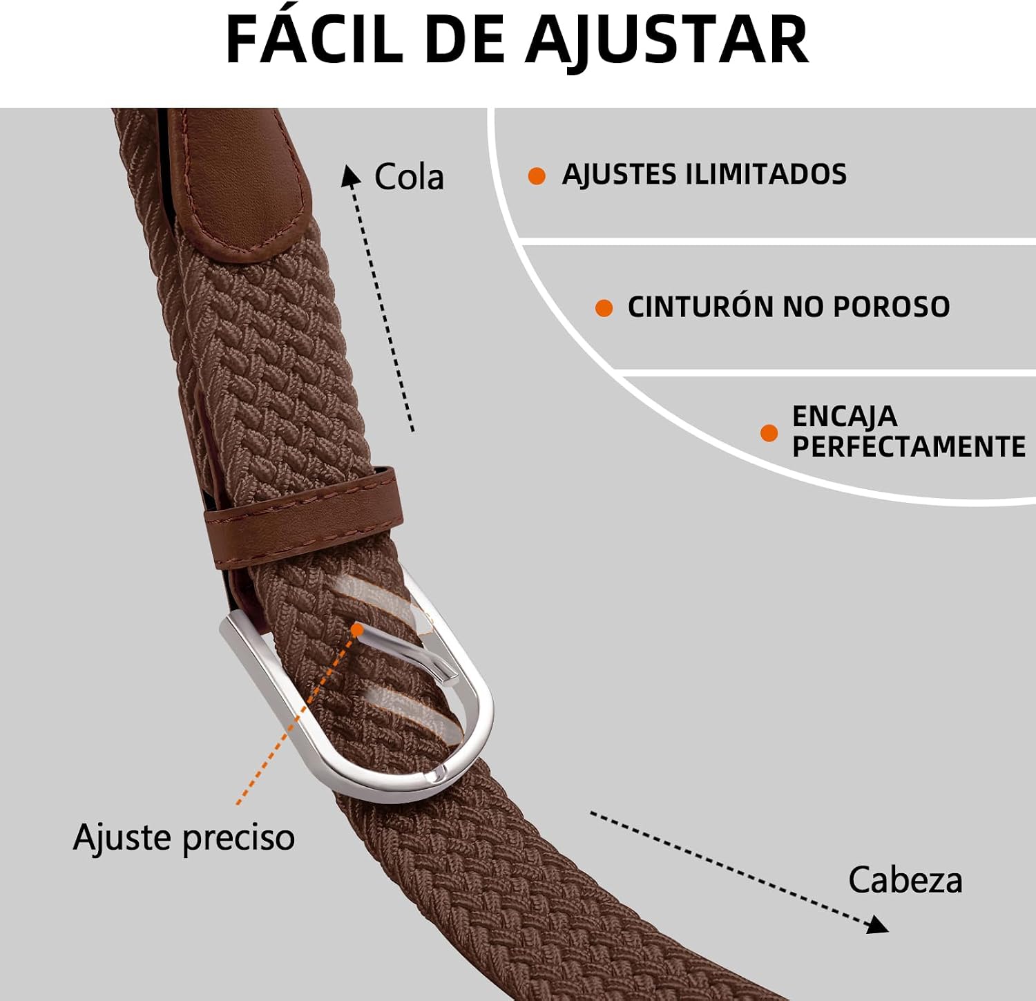 Detalle de TANGCHAO Cinturón elástico trenzado para jeans