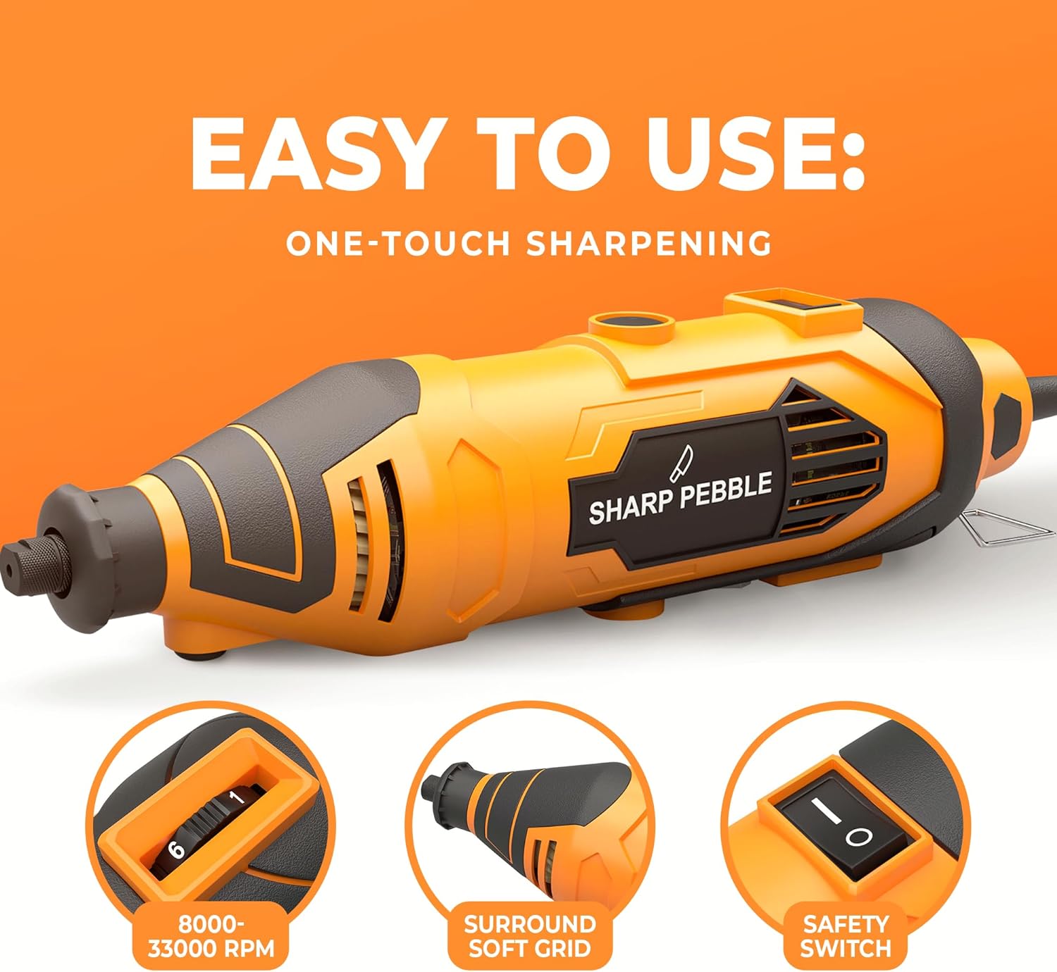 Detalle de Sharp Pebble S1J-AJ6-10 Electric Chainsaw Sharpener Kit with Angle Guide