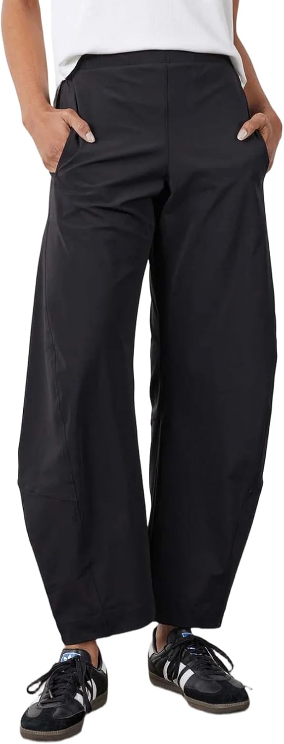 Detalle de Yaykio Women's High-Waisted Barrel Pants, Stretch Quick-Dry Fabric