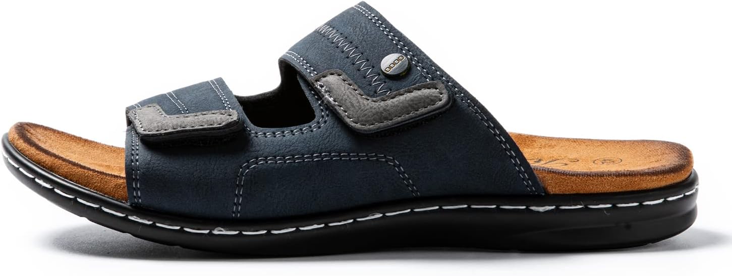 Detalle 2 de JOMIX Sandales Homme en Cuir Synthétique – Sandales de plage confortables pour maison et extérieur