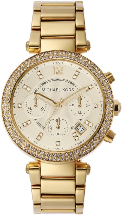 Detalle de Michael Kors Parker Uhr für Damen – Quarz-Chronograph mit 33-mm-Gehäuse und Mineralglas