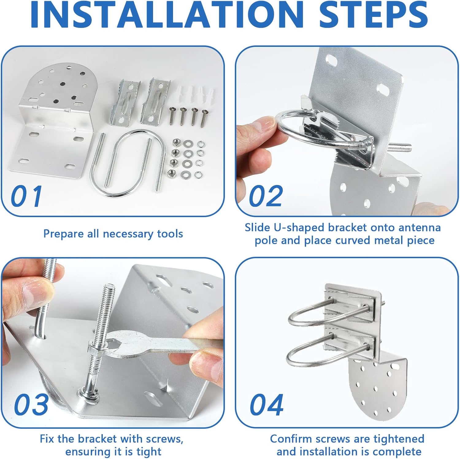 Detalle de SUPAWAY 2 Antennenmastklemme mit U-Schrauben – Rostschutz für 25–50 mm Durchmesser