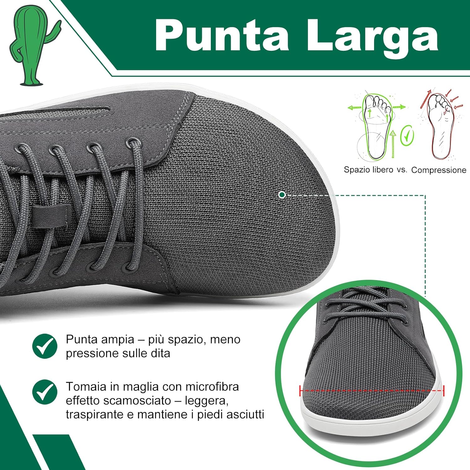Thumbnail 1 de SAGUARO Unisex Scarpe Barefoot minimaliste con Punta Larga – Zero Drop, Suola Antiscivolo, Gr.36-46