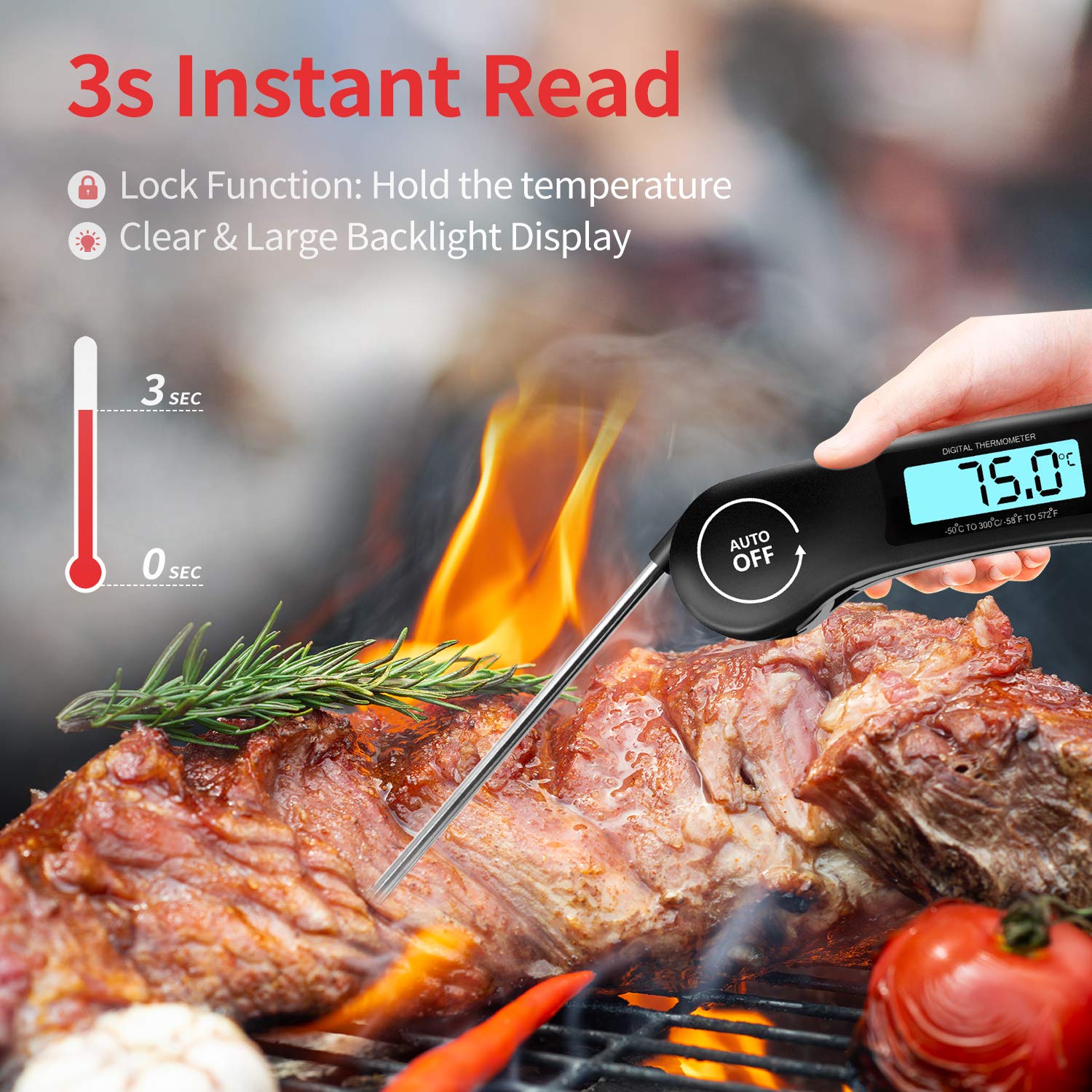 Thumbnail 2 de DOQAUS DQCP001AB1 CP1 Meat Thermometer, 3-Second Read, Backlit Display