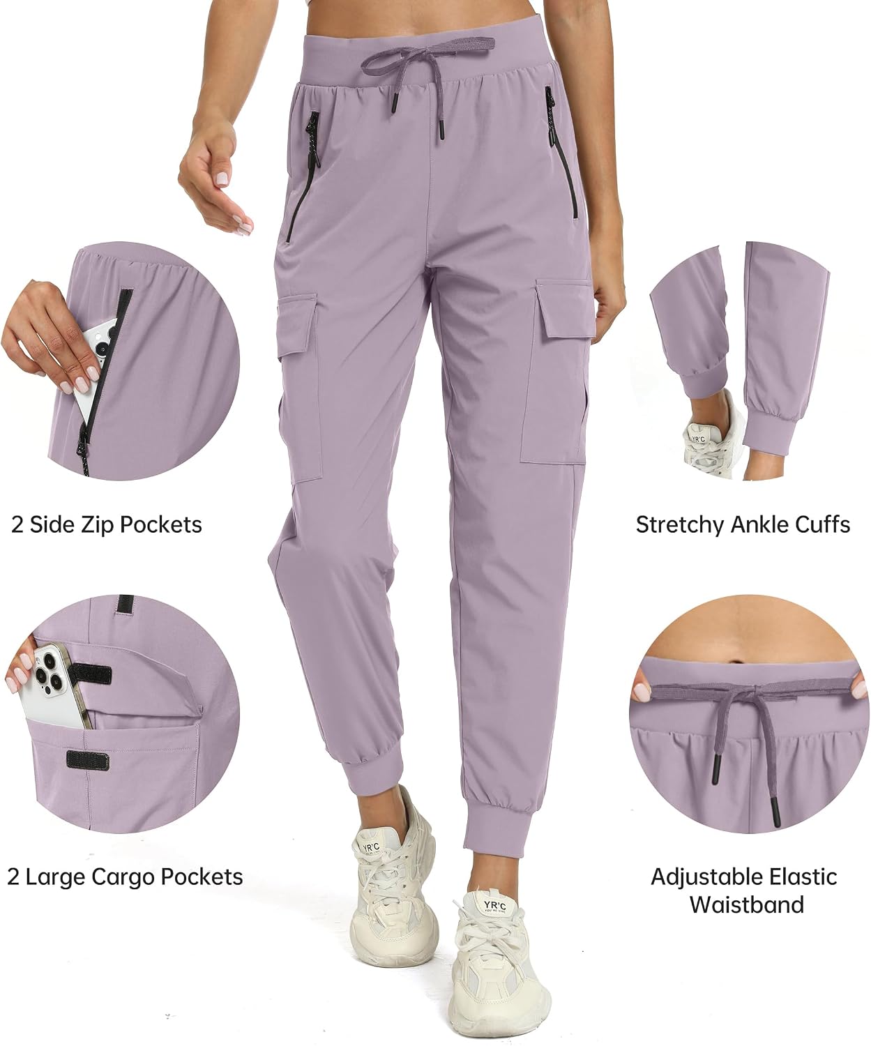 Detalle 2 de Haowind Women's Cargo Hiking Joggers, Lightweight Quick-Dry Pants with 4 Pockets