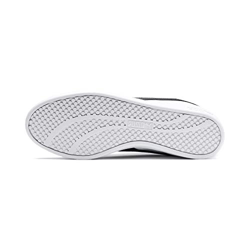 Detalle de PUMA Smash Wns V2 L para mujer: zapatillas casuales en blanco/negro, estilo urbano y cómodo ajuste