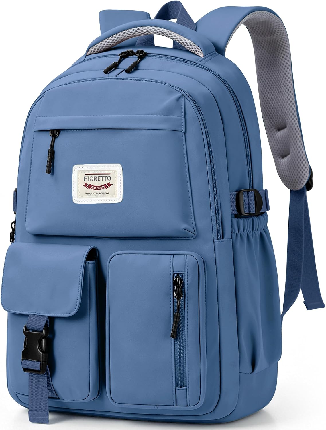 Detalle de FIORETTO Lightweight School Backpack for Women: 25L, 15.6 Inch Laptop Rucksack in Dark Blue