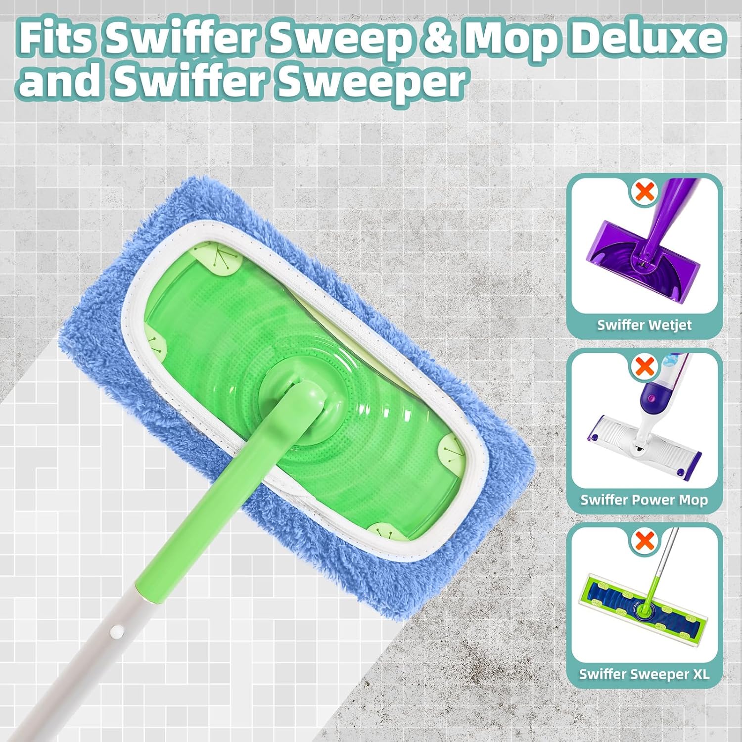 Detalle de Reusable Mop Pads for Swiffer Sweeper Mop (6-Pack, Blue)