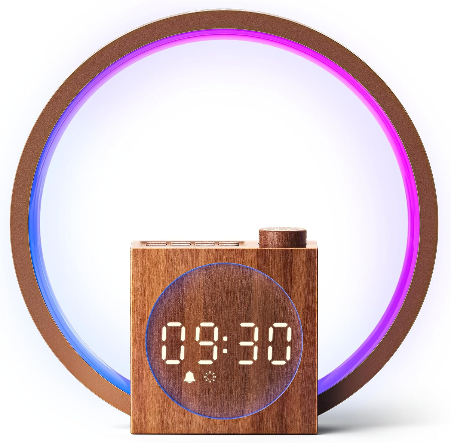 Detalle de Dreamegg Sunrise Alarm Clock with gradual wake-up light, white noise and 12 colour modes (white)