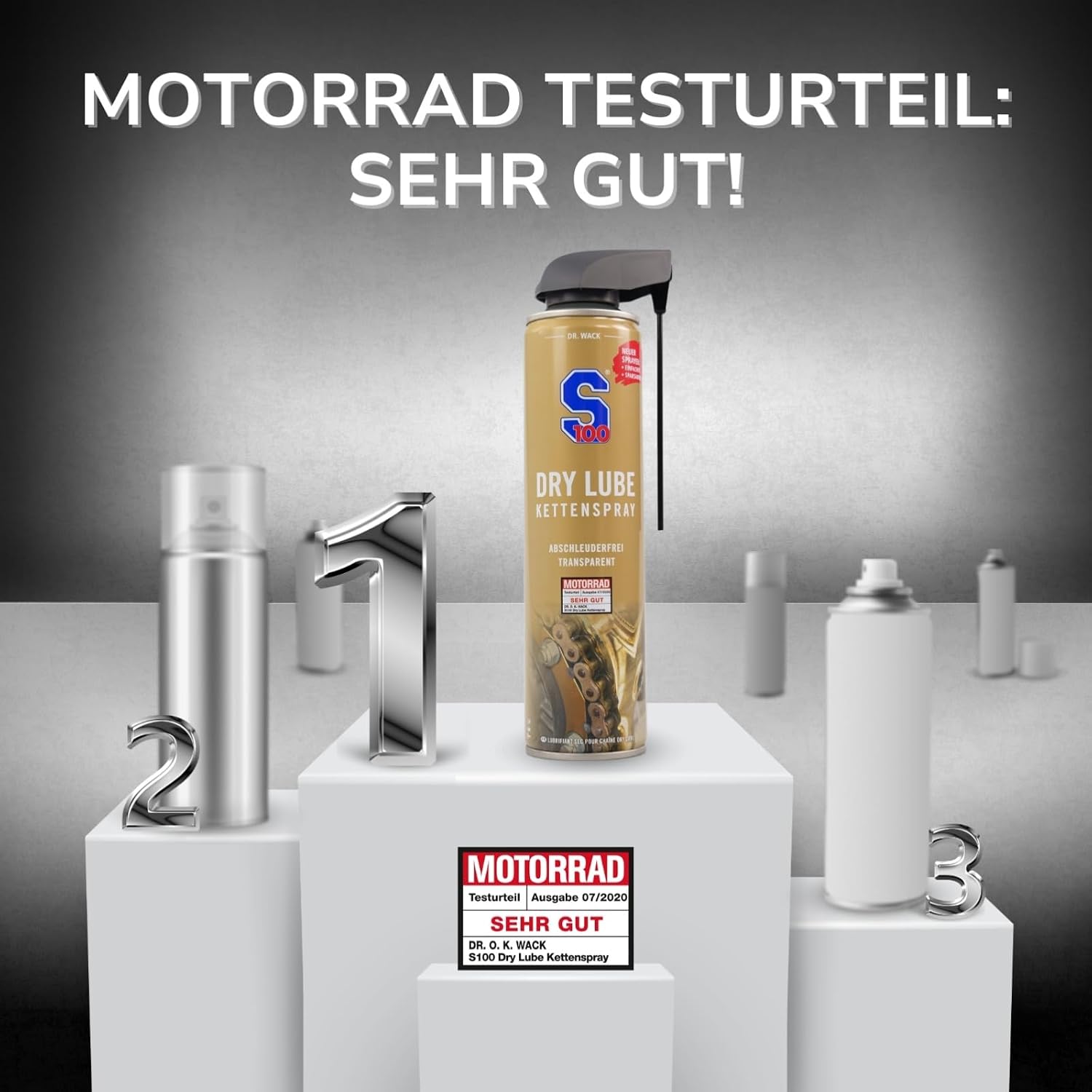 Detalle de DR. WACK S100 Dry Lube Kettenspray für Motorrad – Trocken Kettenschmierstoff (400 ml)