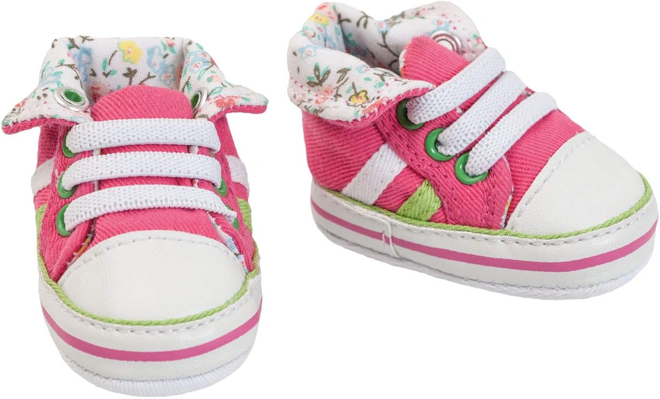Heless 446 Baskets pour poupée roses avec intérieur floral (taille 38 à 45 cm)