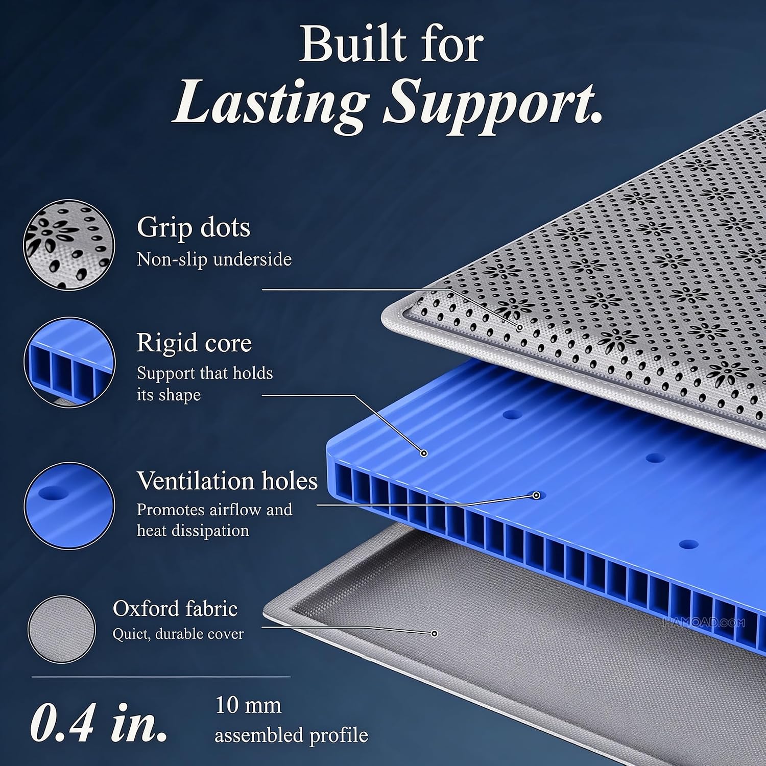 Detalle de LAVEVE Heavy Duty 10mm Bunkie Board Queen Size (60'' x 80''): Quiet, Slip-Resistant Support for Any Bed Type