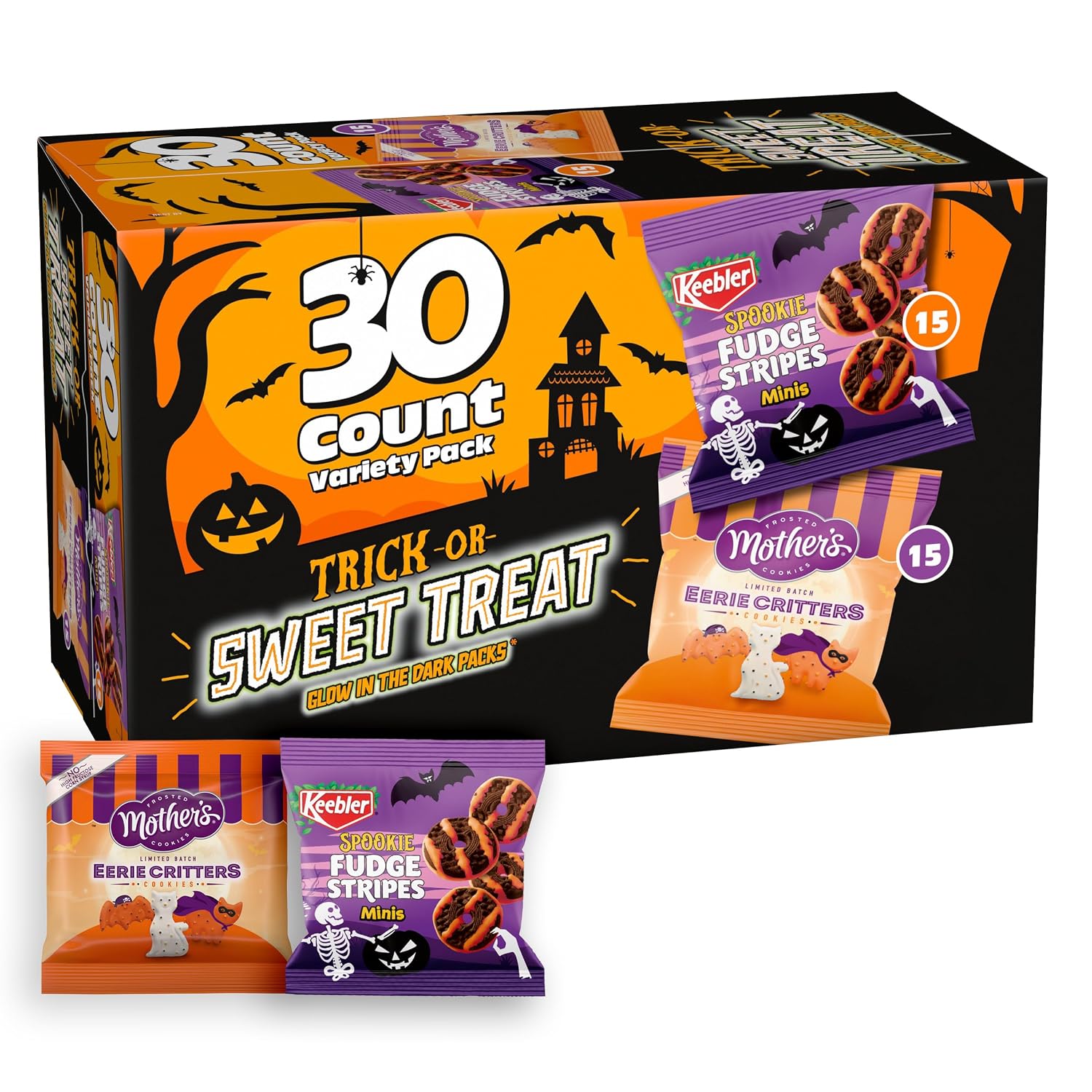 Detalle de Keebler Trick or Sweet Treat Halloween Cookie Variety Pack, 30 Individually Wrapped Packs