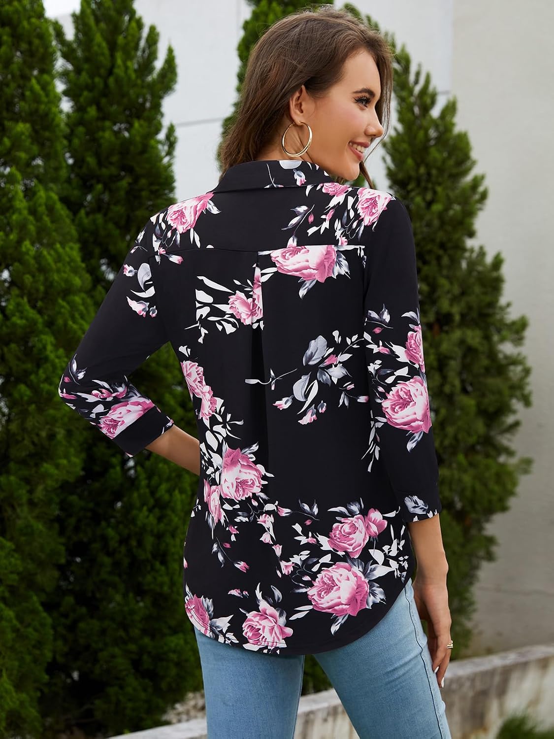 Detalle 2 de Siddhe Damen V-Ausschnitt Bluse 3/4
