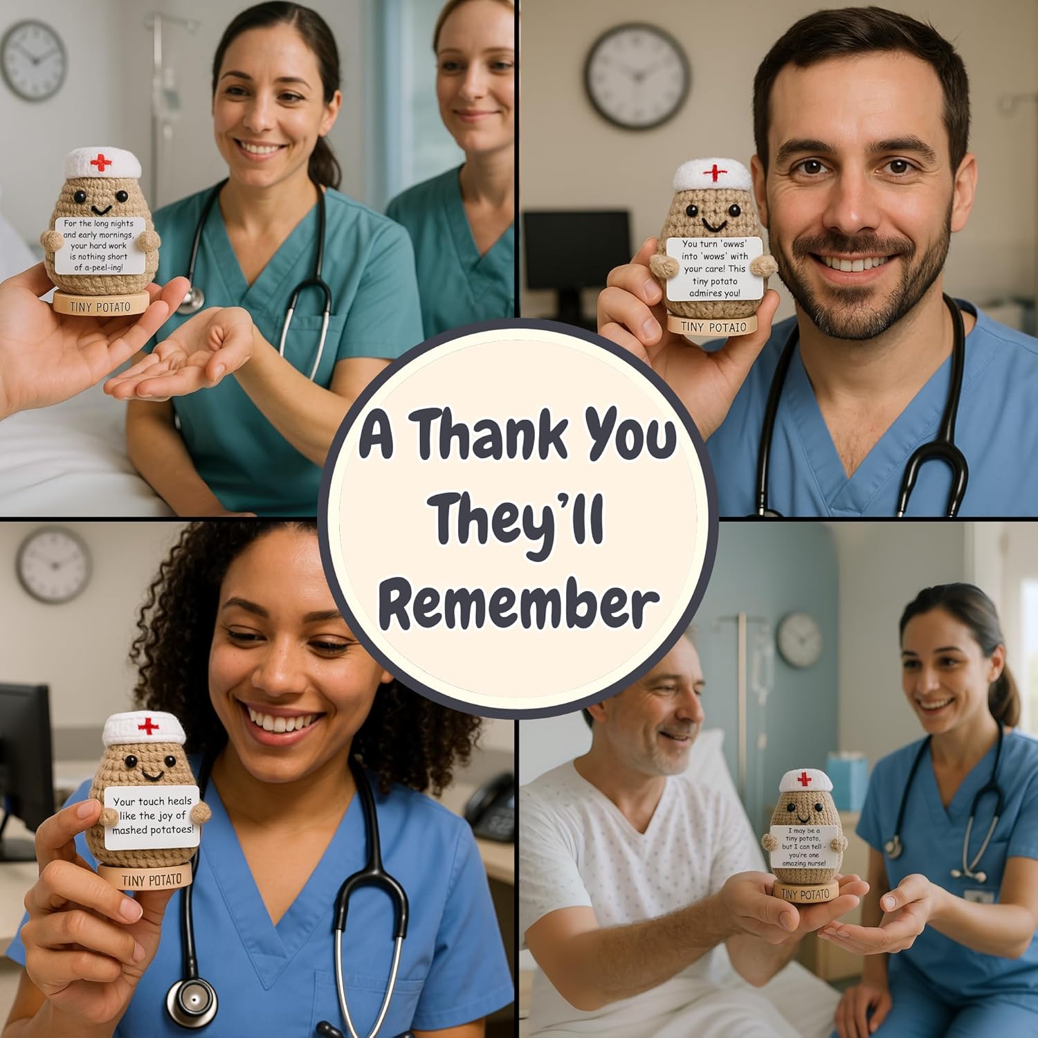 Thumbnail 4 de Nurse Gifts for Women - Positive Crochet Potato with 30 Signs: Cute, Funny, and Heartfelt RN Appreciation