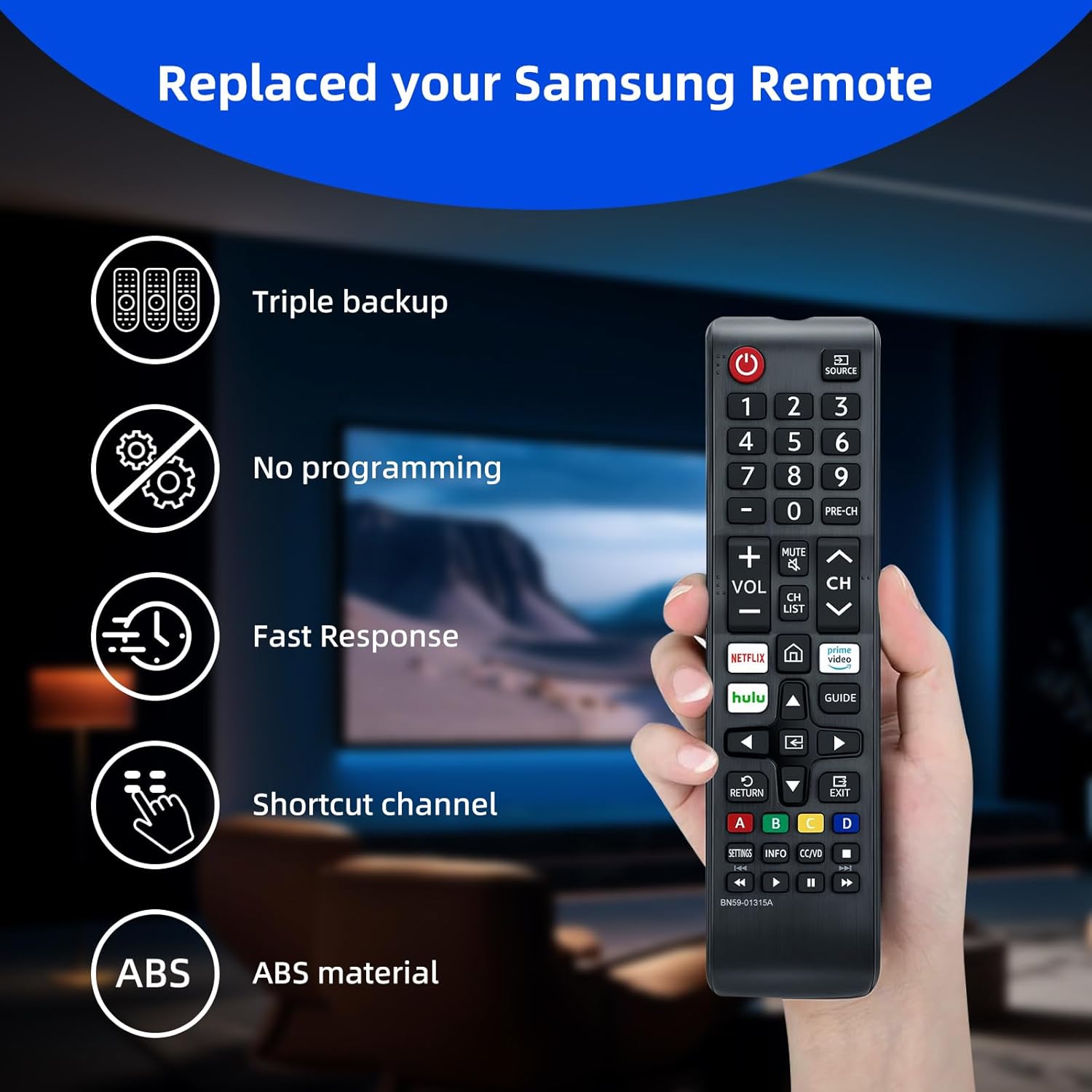 Detalle de 3-Pack Universal Replacement Remote for Samsung Smart TV (BN59-01315J / BN59-01301A / BN59-01315A)