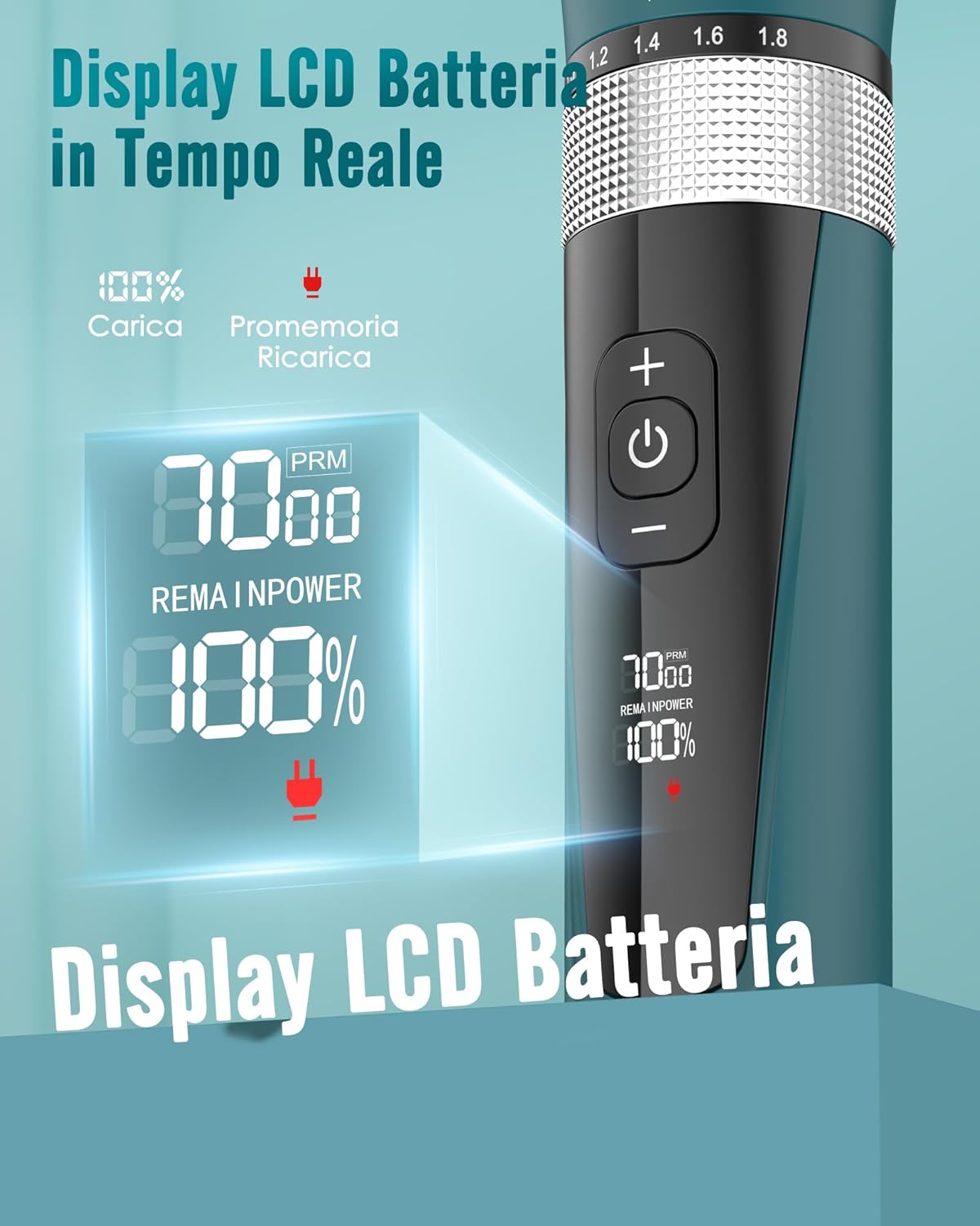 Thumbnail 6 de oneisall Tagliagatti silenzioso per gatti a pelo lungo – rasoio professionale con 5 velocità, display LCD e IPX6 (Verde)