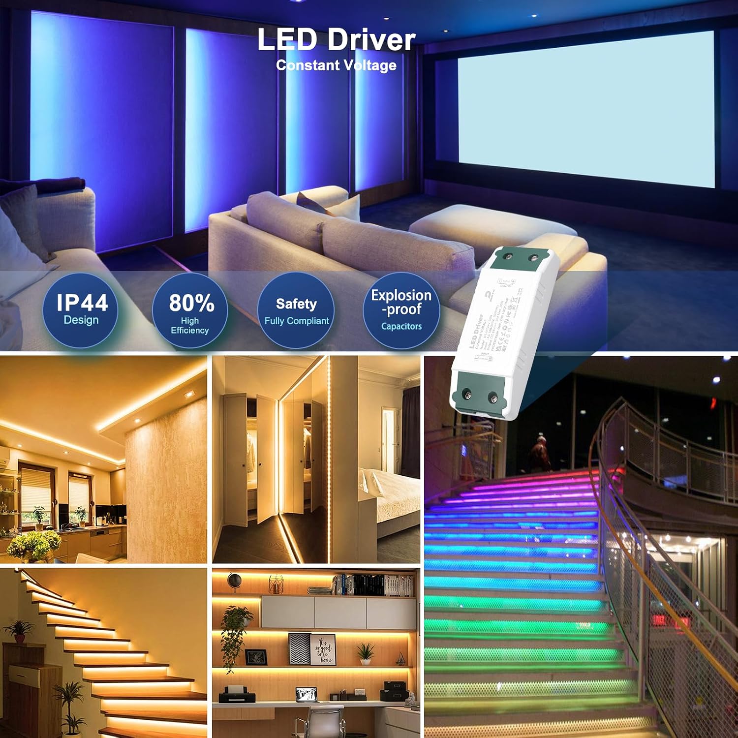 Thumbnail 6 de DUSKTEC 24V LED Driver 30W constant voltage transformer (240V AC to 24V DC)
