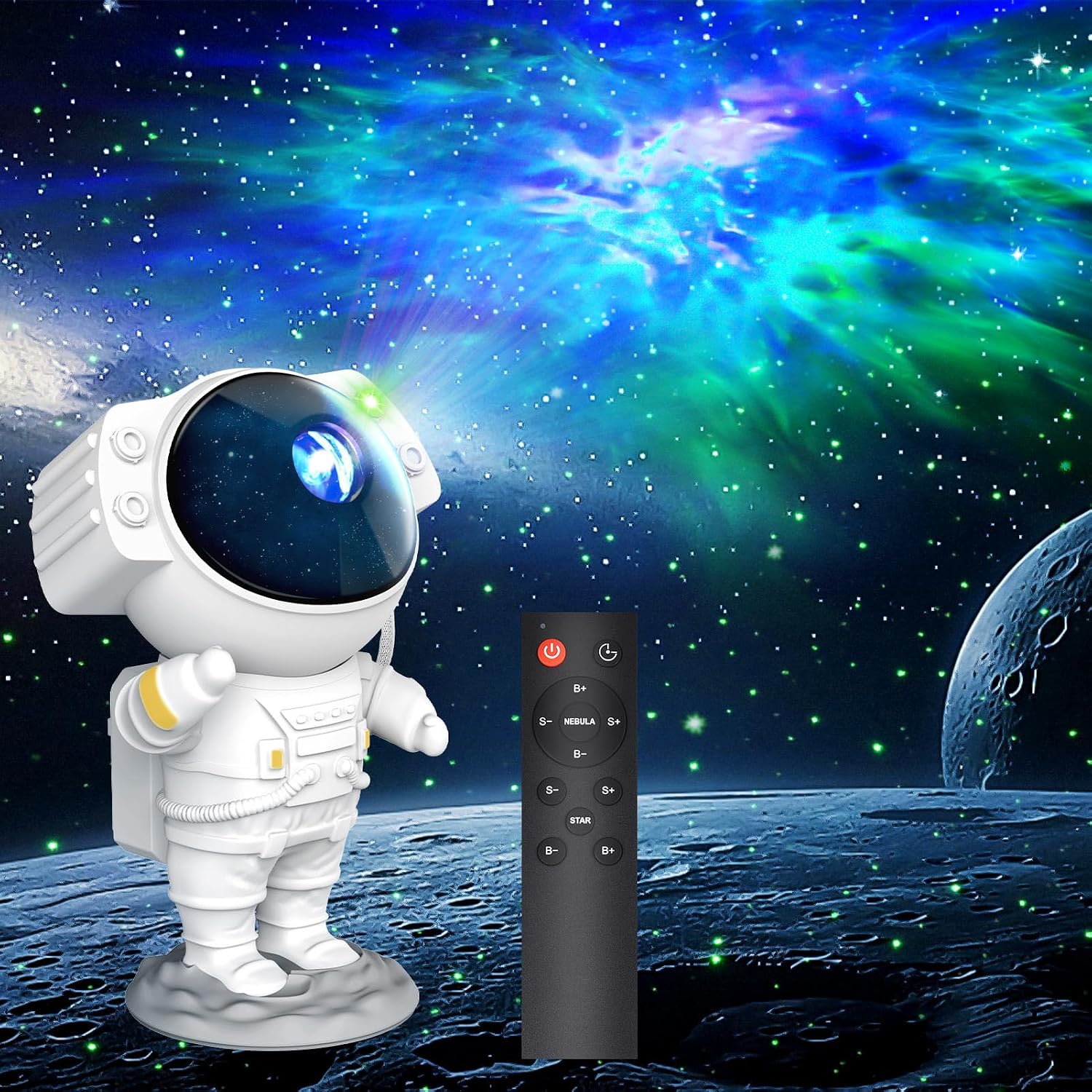 Detalle de Nigecue Astronauten LED Sternenhimmel-Projektor mit Fernbedienung – beruhigender Sternenhimmel für Schlafzimmer und Homekino